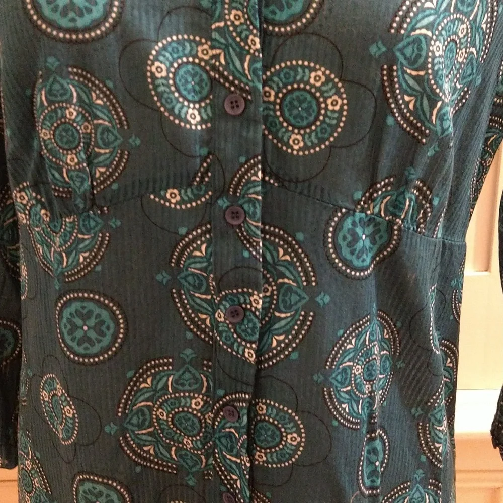 Christopher and Banks turquoise print cotton top Sz XL - Picture 2 of 10